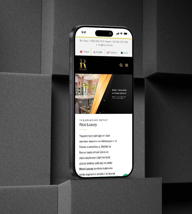 Ricci Luxury Web Site Tasarımı